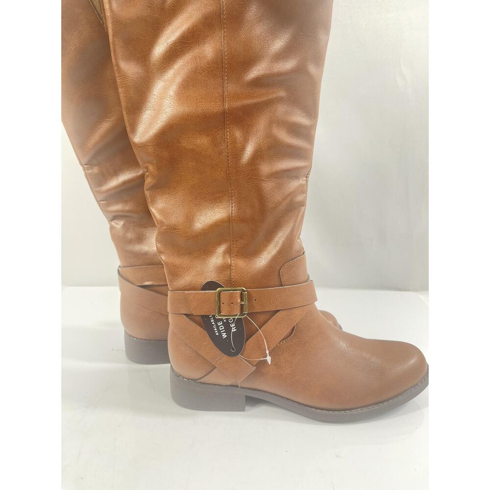 Style & Co Boots Womens Size 7.5 Brown MARGOOP Knee High Riding Buckle Zip - Picture 10 of 13